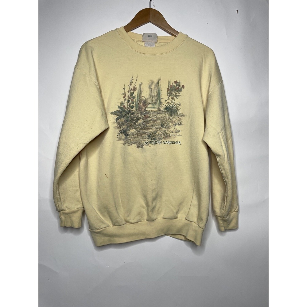 Vintage Northern Gardener Sweatshirt Size Large‎ Yellow 90s Flowers Flaw